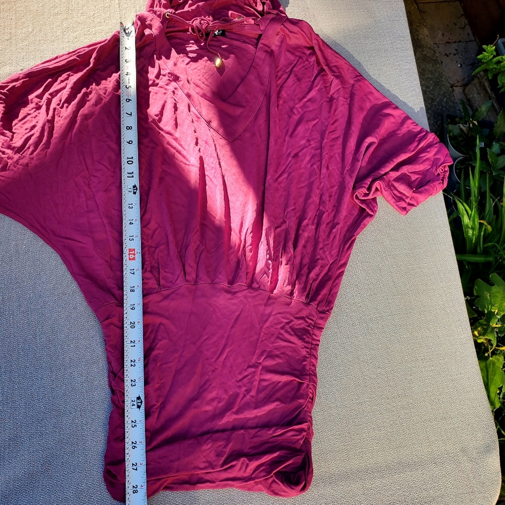 D&G Womens Magenta Hooded Pullover Top - Picture 5 of 7